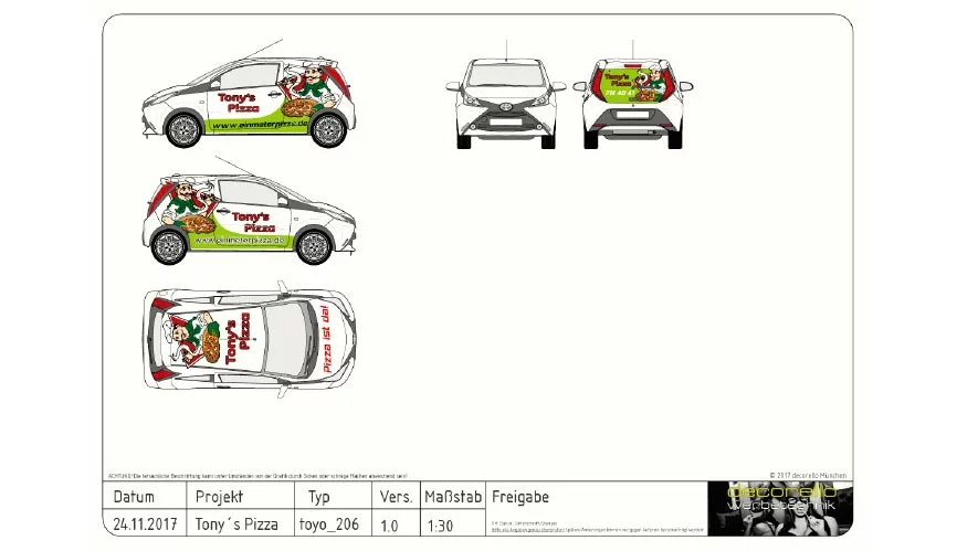 massstabszeichnung-fahrzeugbeschriftung Maßstabsgetreue Anfertigung für Fahrzeugbeschriftungen
